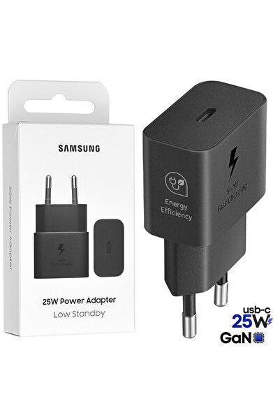 Samsung 25W Супер бързо зарядно устройство - GaN, USB-C, Power Delivery, Чере...