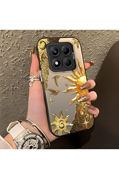 ARTISHELL Redmi Note 14 Pro 4G/5G Uyumlu Altın Güneş Çiçek ve Kuş Temalı Tele...
