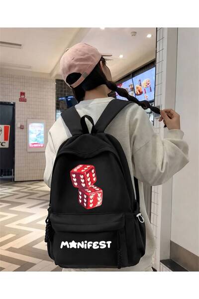 Minga London Black Manifest Printed School, Office, Course Backpack