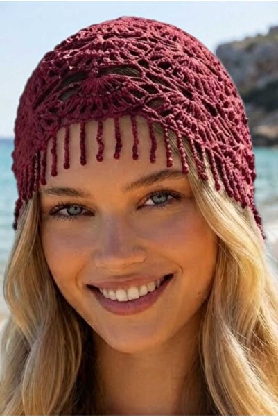 Uniquetrenders Women's Tasseled Knitted Bandana Beanie Mesh Textured Bohemian...