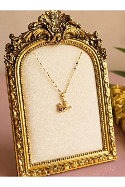 FLAWSOME JEWELRY STORE Uçak Taşlı Manifest Kolyesi Çelik Kolye Kararmaz