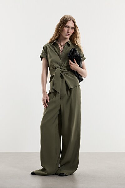 LEFTIES Yumuşak dokulu culotte pantolon