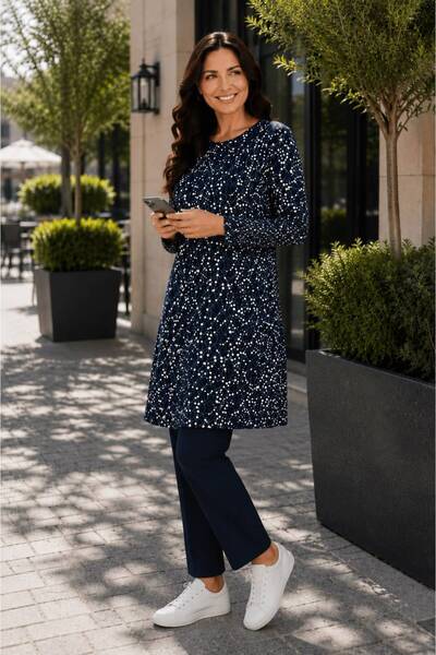 THEBEK Women's Tunic Dress - Comfortable Fit - Plus Size - Patterned - Oversi...