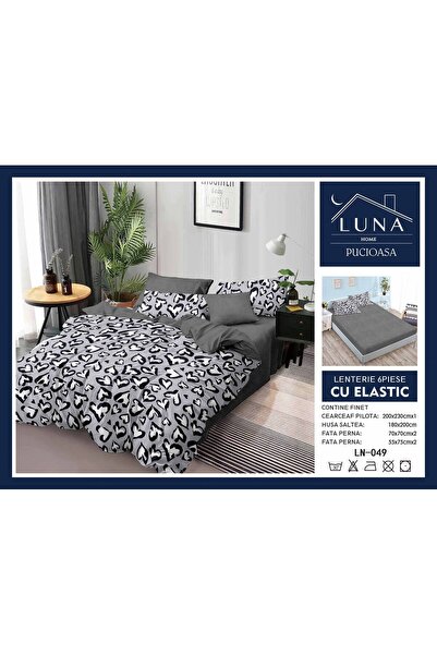 Pucioasa Lenjerie de Pat Finet Gros 6 Piese Cearceaf cu Elastic 180x200 cm