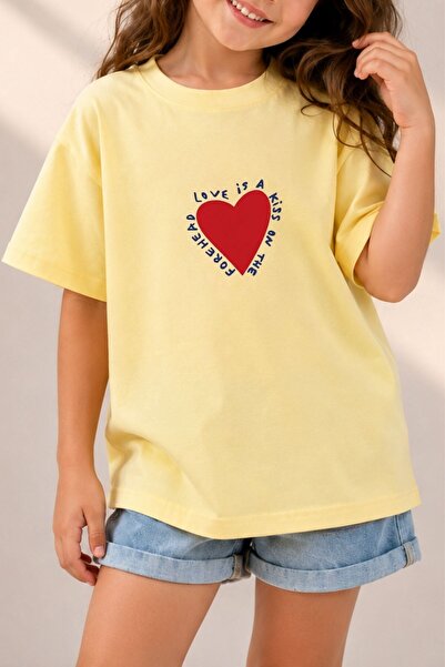 The Champ Clothing تي شيرت بناتي كبير الحجم مطبوع عليه Heart Whisper باللون ا...