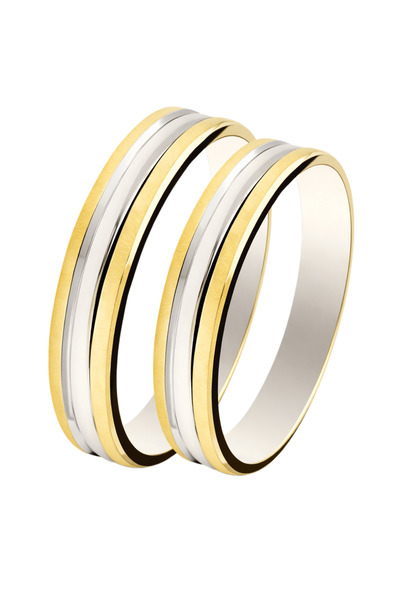 NIRE Βέρες Γάμου Χρυσές 14K Κίτρινο & Λευκό – Ματ Φινίρισμα SL25