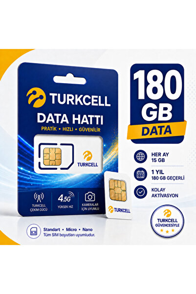Heiman 4G Turkcell 180GB Sim Kartı 1 Yıllık Tek Ödeme Data m2m Hattı Güvenlik...