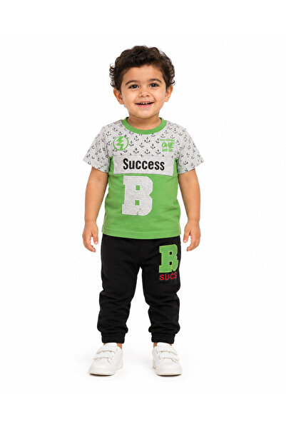 Generic Boys 2-Piece T-Shirt and Jogger Trousers Set, Teal & Navy | Short Sle...