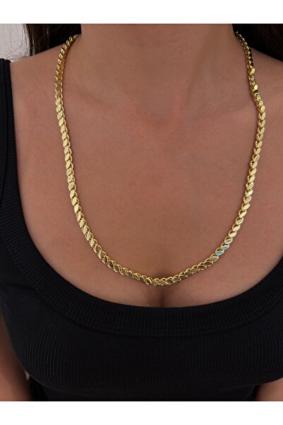Glowisters Jewelry Kadın 14K Gold Kaplama Arpa Model Zincir Kolye