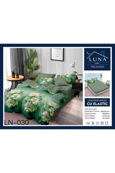 Pucioasa Lenjerie de Pat Finet Gros 6 Piese Cearceaf cu Elastic 180x200 cm