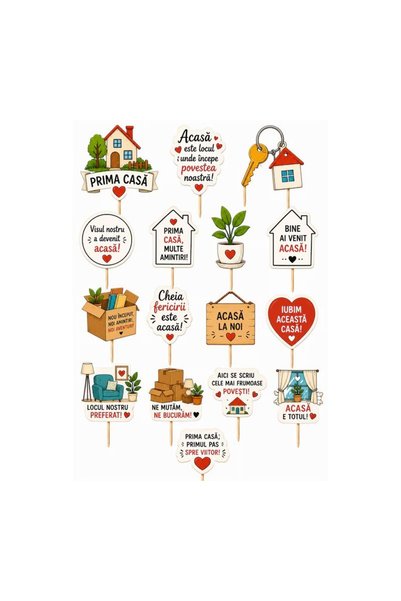 DecoParty Set de decorațiuni pentru tort – Tematică Casă Nouă / Prima Casă, 1...