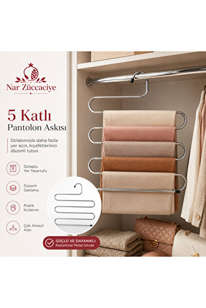 NAR ZÜCCACİYE 5 Katlı Metal Pantolon Askısı