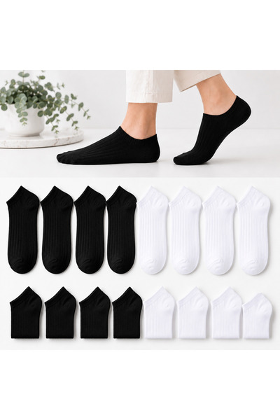 WALTAŞ Black Arden 8 Çift Unisex Patik Çorap Pamuklu Sneaker Görünmez Lakos Ç...
