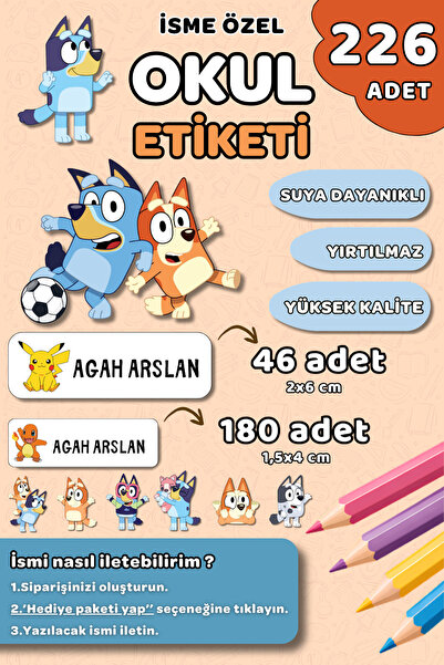 Hume Craft 226 Adet Kişiye Özel Okul Etiketi Kalem Defter Etiketi Özel Isim Y...