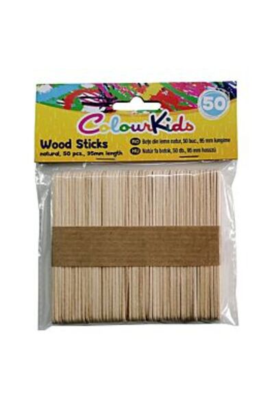 ColourKids Set de 50 bețe de lemn Colour Kids, 95 mm