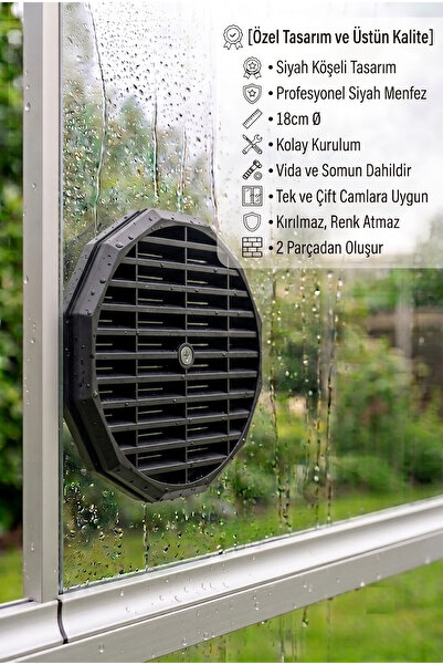 Bee's Knees Özel Tasarım Köşeli Cam Balkon Menfezi 18 cm - Tek ve Çift Cama U...
