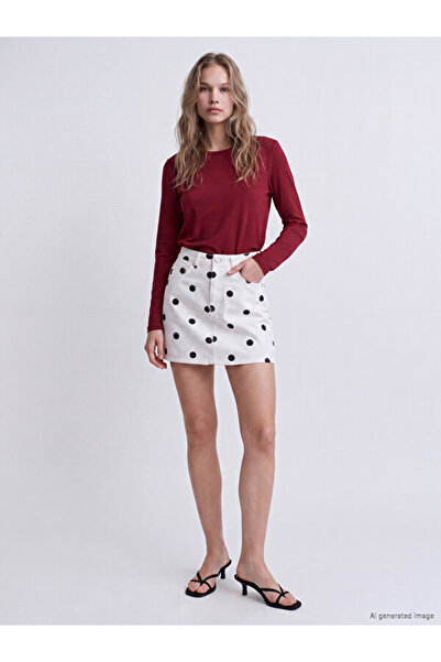 LC Waikiki I High Waist Polka Dot Mini Jean Skirt from Freezen Store