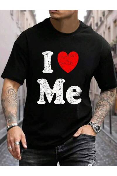 NOURAM تي شيرت صيفي كلاسيكي للرجال والنساء بطباعة 'I Love Me' باللون الأسود، ...