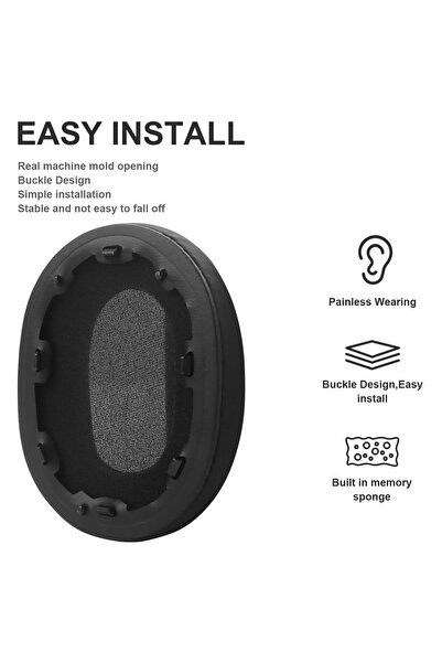 JZF Set 2 bureți pentru căști Sony Inzone H9, WH-G900, WH-G900N, WH-G900NW / H7, WH-G700, WH-G700W, Over-Ear - Negru - Spumă cu memorie - Ice Silk