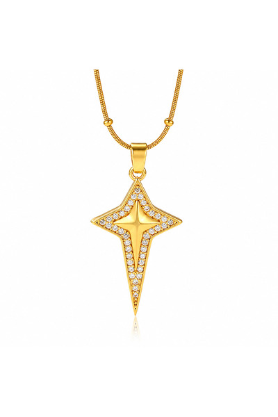 Belora Colier stea placat cu aur 18K, design bicolor elegant