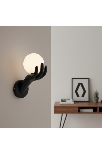 Alessandro DESIGN Aplica Decorativa MANO, 15x30cm, 1xE27, Sticla si Resina, Negru