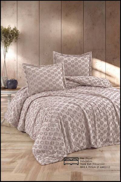 Bayev Imran Beige Double 3-Piece Bedspread Pique Set