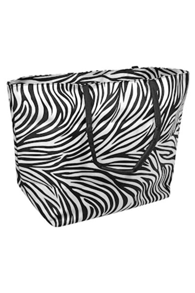 ivokid Geantă și borsetă cu imprimeu zebră pentru plajă 59x40x22cm