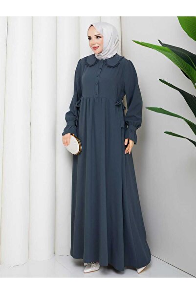 RD MİSSTANBUL COLLECTİON Krep Kumaş Yarım Pat Düğmeli Ceket Yaka Elbise