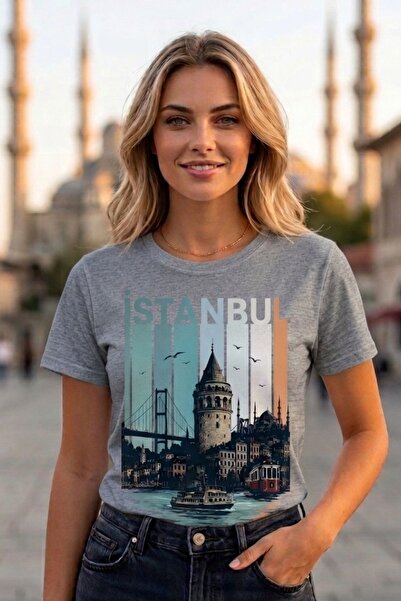 Baran Işık Istanbul Galata Tower Printed Vintage Unisex T-Shirt - Retro Patte...