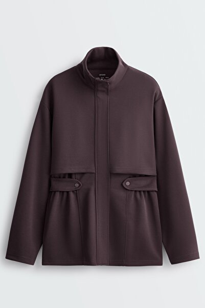 Oysho Long piqué jacket with belt