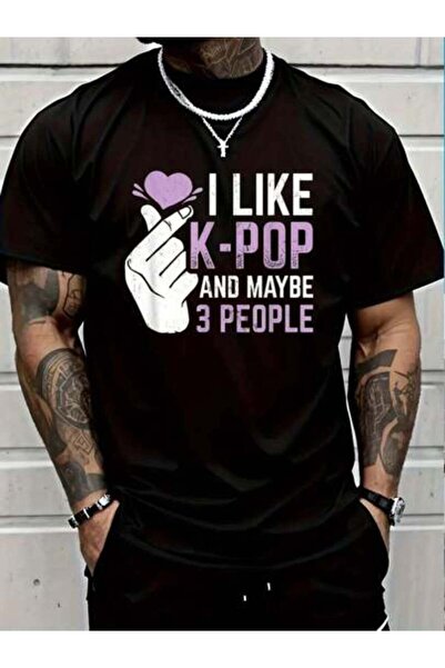 23ERVA 100% Cotton I Like K-Pop And 3 People Korean Music Kpop T-Shirt Casual...