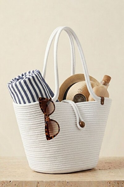 NOİR & GOLD Special Design Rope Knitted Women's Shoulder Bag - Suitable for D...