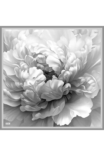 Levidor Gray Fog Flower Twill Silk Scarf