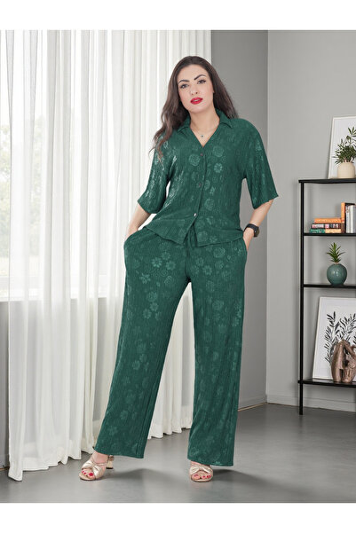 Finelook Women's Grey Printed Co-ord Set with Shirt and Trousers