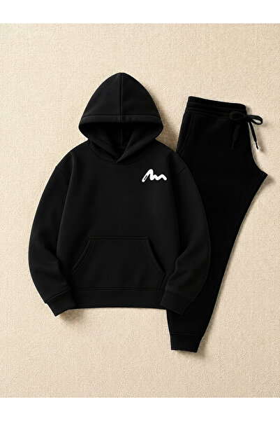 TREND EMMODA سويت شيرت نسائي بقلنسوة وجيوب كانجارو بتصميم مينيمال على شكل حرف M