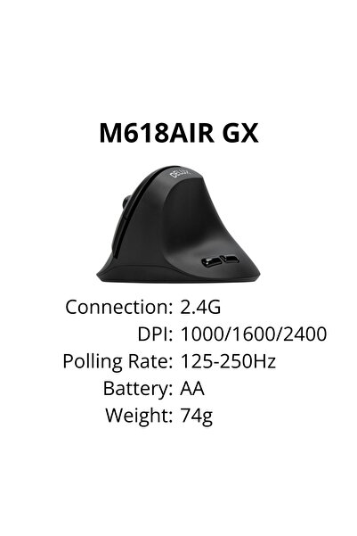 Choice1 Delux M618Air GX-Black Delux M618 Air Ergonomic Wireless Mouse Vertic...
