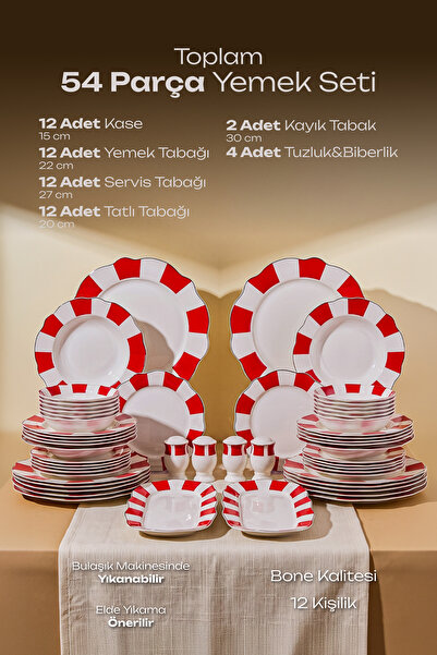 Perotti Red Bone 54 Parça 12 Kişilik Yemek Takımı