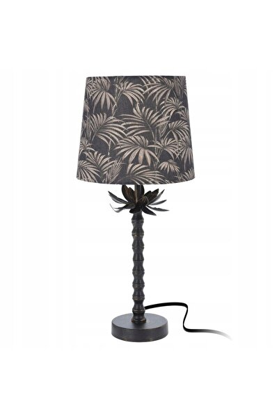 Vilde Lampă de masă neagră cu auriu, lampă de noptieră cu abajur decorativ