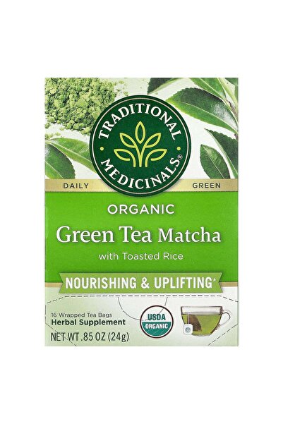 TRADITIONAL MEDICINALS , Organic Green Tea Matcha with Toasted Rice, 16 Wrapp...