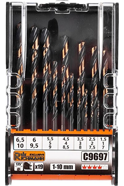 richmann Set de burghie pentru metal 1-10mm, 19 bucăți