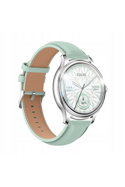 Colmic Herakles Smartwatch Colmi L28 Argintiu Verde + Curea din Piele Verde