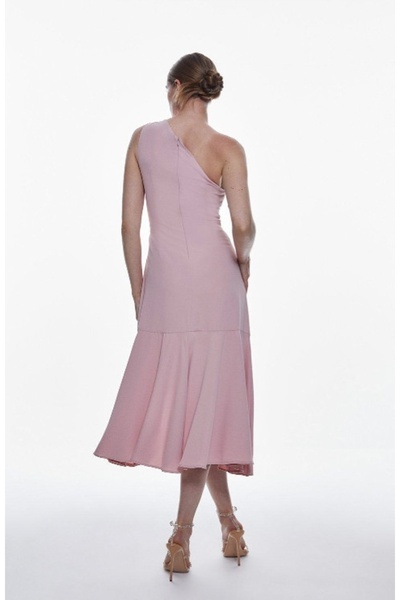 NO BRAND Rochie de cocktail clasică midi roz asimetrică Karen Millen 44