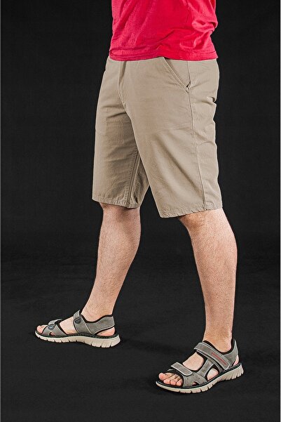 NO BRAND Pantaloni scurți largi de bărbați din bumbac, 114 cm, bej