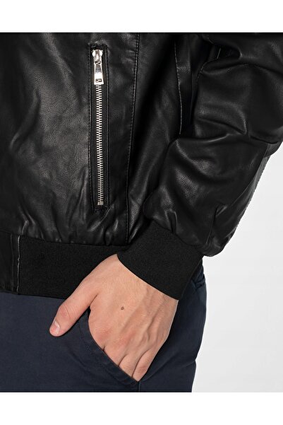 NO BRAND Geacă de piele subțire de tranziție pentru bărbați, tip windbreaker,...