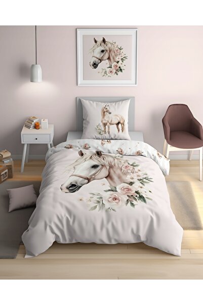 NO BRAND Lenjerie de pat din bumbac pentru copii 140X200 5702A Cal