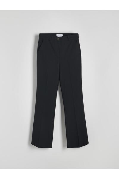 NO BRAND Pantaloni lungi drepți clasici negri, cu talie înaltă, nasturi, nete...