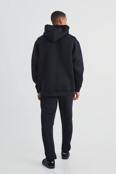 NO BRAND Pantaloni negri simpli din spumă cu talie înaltă clasici Boohooman S