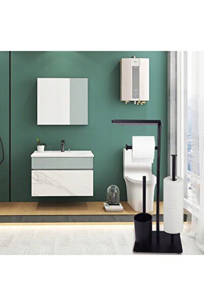 NO BRAND Suport negru pentru hârtie igienică, fără găurire, metalic, elegant