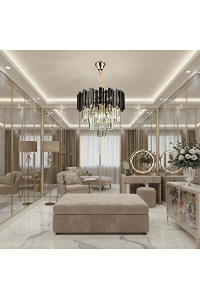 iTin Candelabru Cristal BLOIS Petito 3x E14, Diametru 30 cm, Negru, Înălțime ...