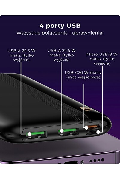 NO BRAND Voomy Power Bank Încărcător de 10.000 mAh pentru iPhone, Airpods, Ap...